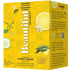 Beautiful Drinks Co Cucumber Lemon Vodka Collins 4 C